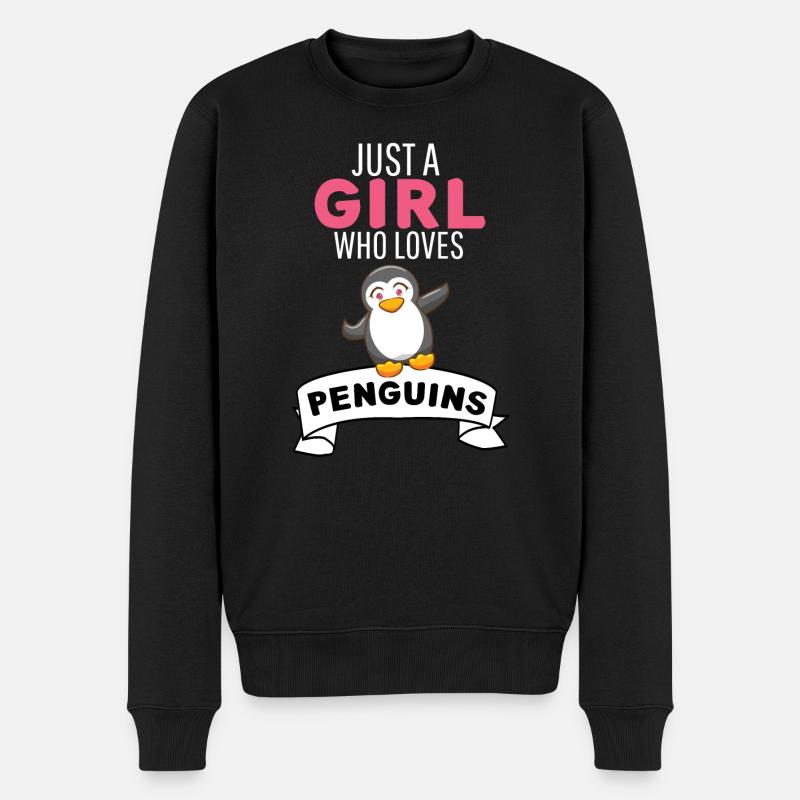 Tierliebhaber Antarktis Tier Mädchen Pinguin - Männer Premium Bio Pullover - Schwarz
