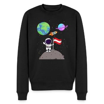 Mondlandung Planet Österreich Flagge Astronaut - Männer Premium Bio Pullover - Schwarz - Vorne - Nico (187cm)