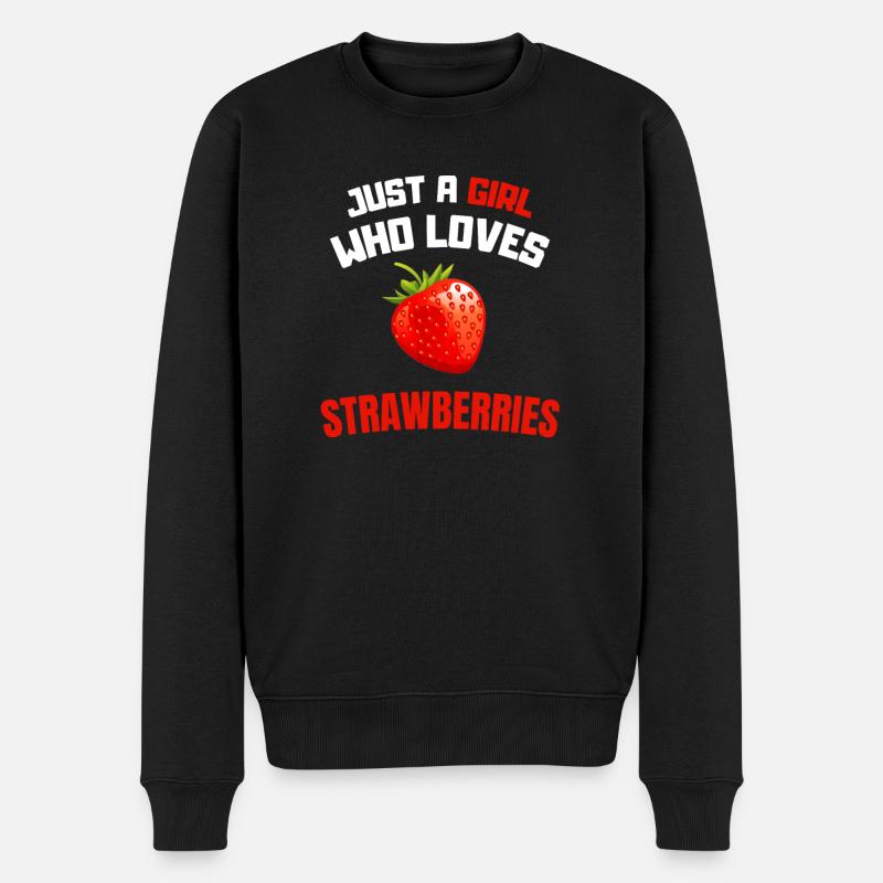 Erdbeer Liebhaber Mädchen Geschenk Erdbeere - Männer Premium Bio Pullover - Schwarz
