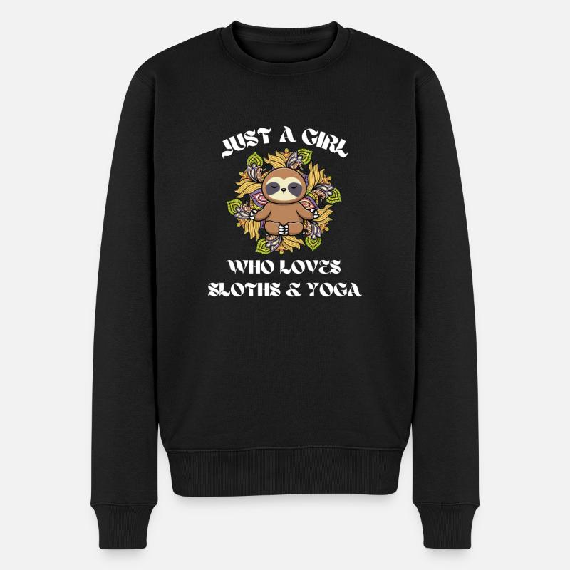 Yogi Faultier Mädchen Geschenk Mandala Yoga - Männer Premium Bio Pullover - Schwarz