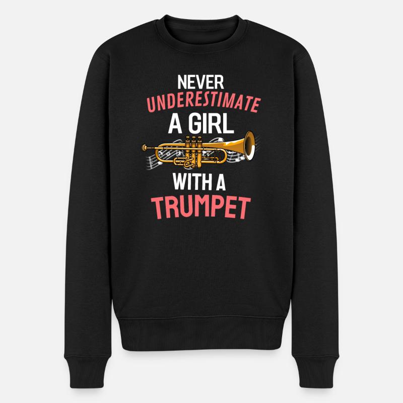 Blasmusik Trompeter Mädchen Geschenk Trompete - Männer Premium Bio Pullover - Schwarz