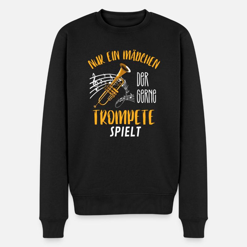 Nur ein Mädchen das gerne Trompete spielt Trompete - Männer Premium Bio Pullover - Schwarz