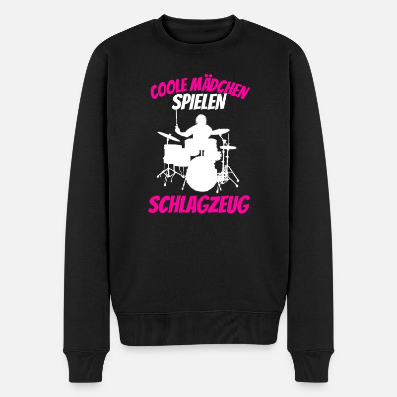 Schlagzeuger Drummer Mädchen Geschenk Schlagzeug - Männer Premium Bio Pullover - Schwarz