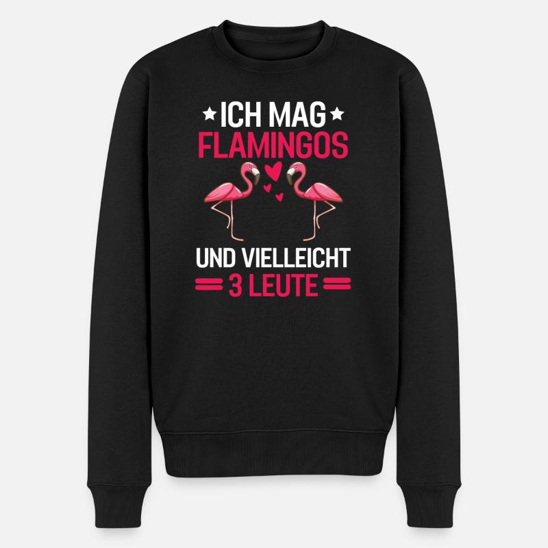 Tierliebhaber Lustiges Geschenk Rosa Flamingo - Männer Premium Bio Pullover - Schwarz