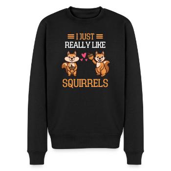 Tierliebhaber Wald Tier Geschenk Eichhörnchen - Männer Premium Bio Pullover - Schwarz - Vorne - Nico (187cm)