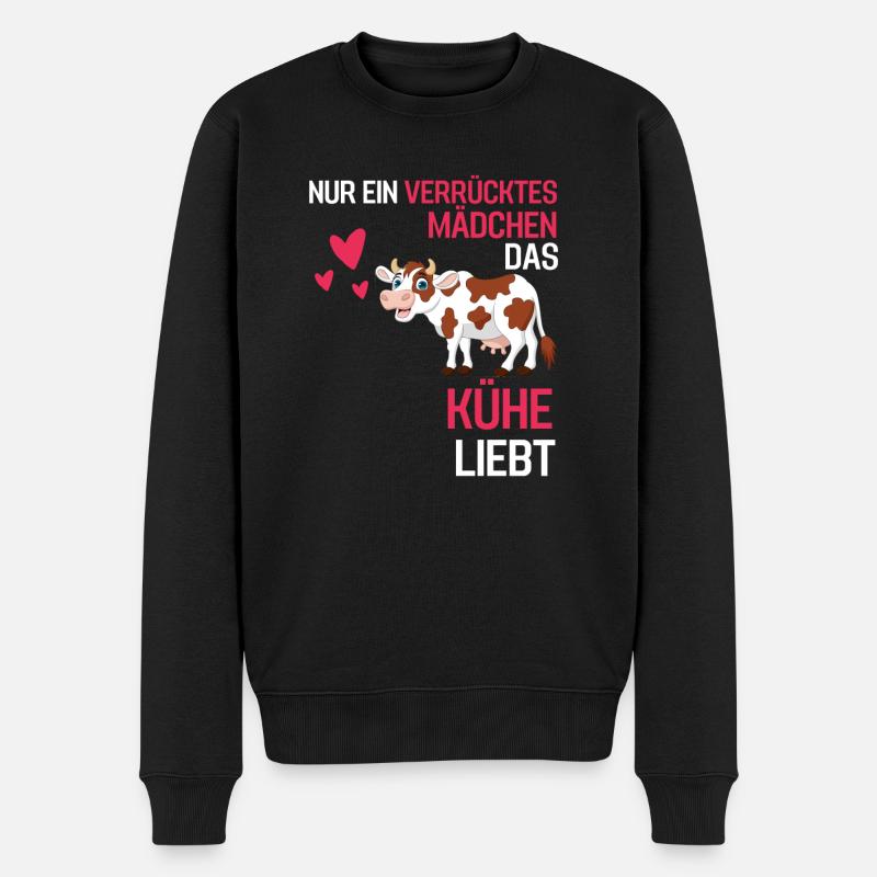 Bauernhof Tier Mädchen Bauer Geschenk Lustiges Kuh - Männer Premium Bio Pullover - Schwarz