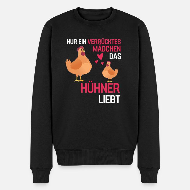Bauernhof Tier Mädchen Geschenk Lustiges Huhn - Männer Premium Bio Pullover - Schwarz
