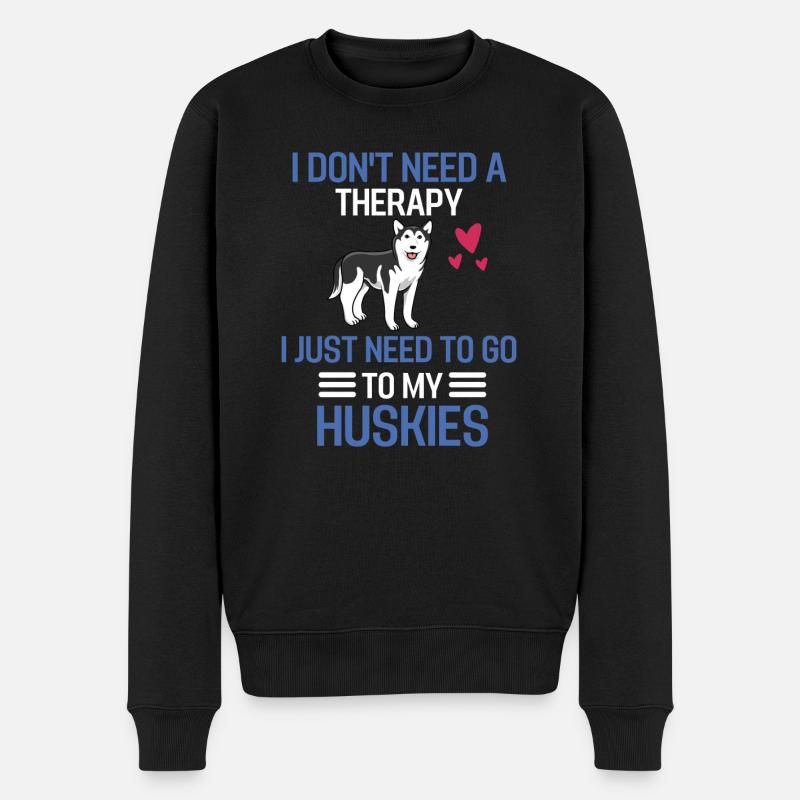 Hunde Therapie Hundeliebhaber Geschenk Husky - Männer Premium Bio Pullover - Schwarz
