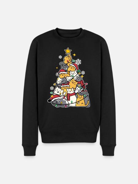 cat Christmas tree - Men's Premium Organic Jumper - black