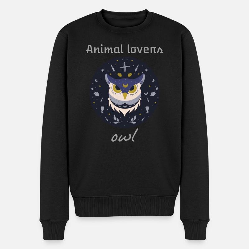 Animal lovers owl design - Männer Premium Bio Pullover - Schwarz