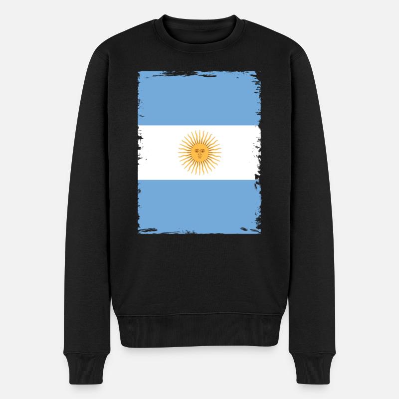 Argentinien Fahne Südamerika Argentinische Flagge - Männer Premium Bio Pullover - Schwarz
