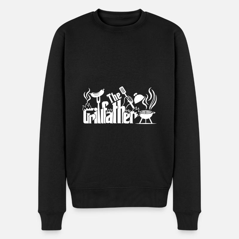 Grillen BBQ Vater Papa am Grill - Männer Premium Bio Pullover - Schwarz