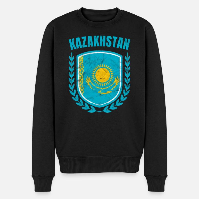 Kasachstan - Männer Premium Bio Pullover - Schwarz