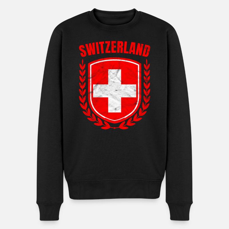 Schweiz - Männer Premium Bio Pullover - Schwarz