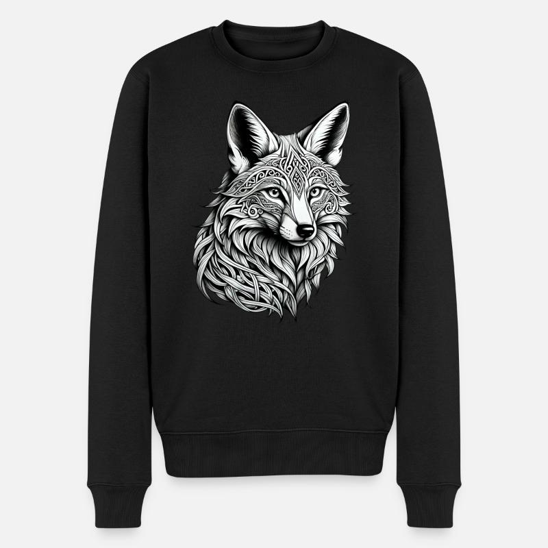 Keltischer Fuchs - Männer Premium Bio Pullover - Schwarz