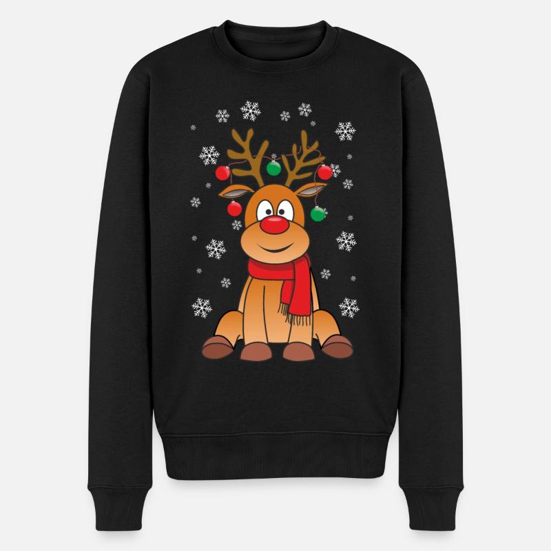 Rennes de Noël assis - Pull Premium bio Homme - noir
