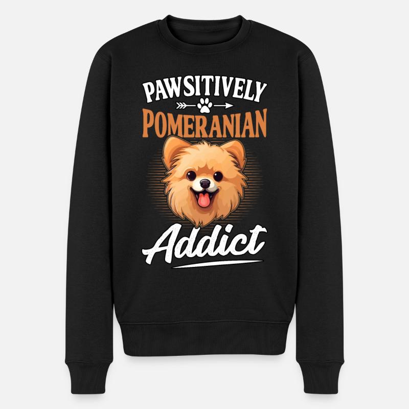 Pomeranian Pawsitively Addict - Männer Premium Bio Pullover - Schwarz