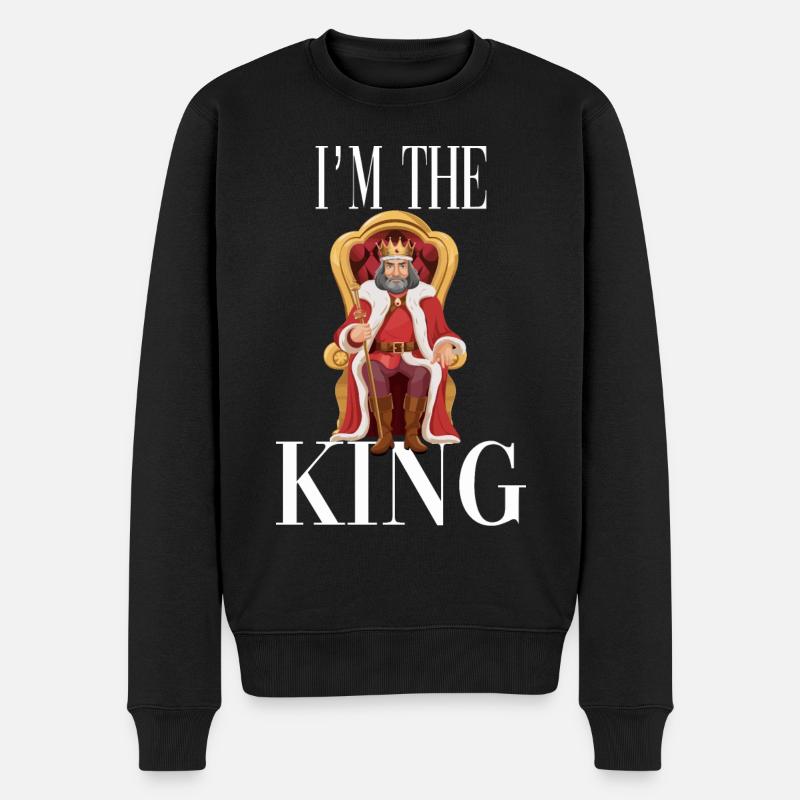 Ich bin der König - Männer Premium Bio Pullover - Schwarz