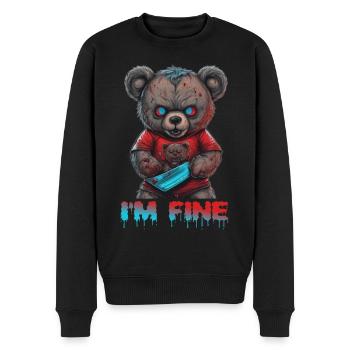 Gruseliger Teddy - Männer Premium Bio Pullover - Schwarz - Vorne - Nico (187cm)