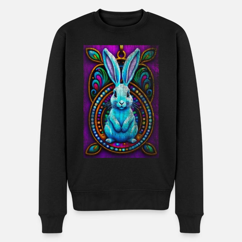 Hase psychodelisch - Männer Premium Bio Pullover - Schwarz
