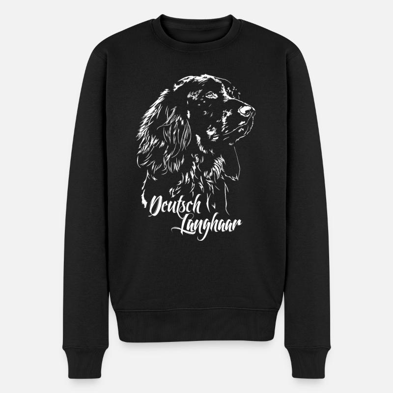DEUTSCH LANGHAAR Jagdhund Jagdhunde Hunde Wilsigns - Männer Premium Bio Pullover - Schwarz