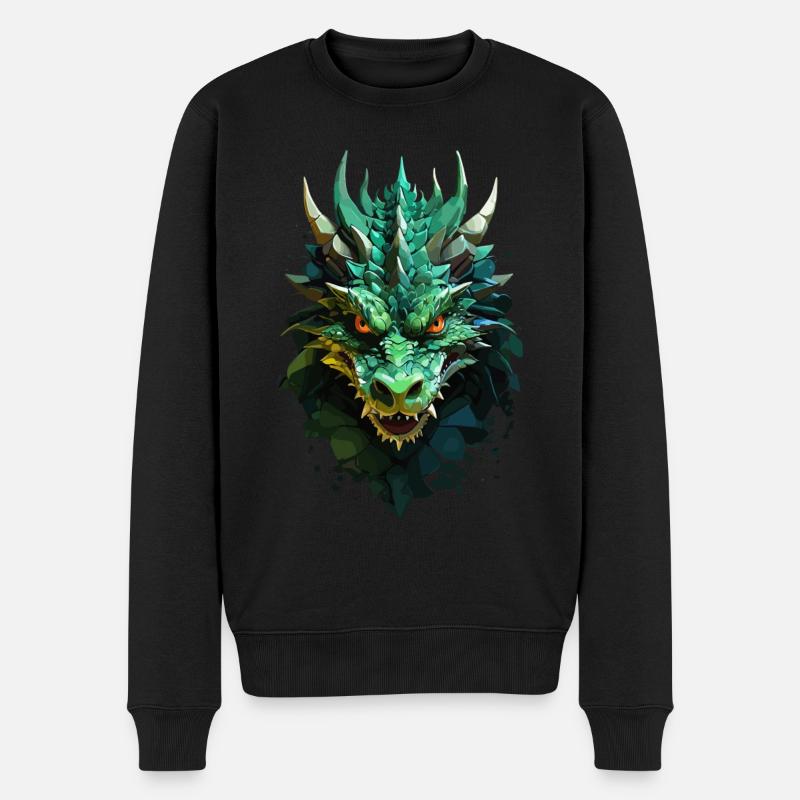 Schattiger Drache - Dunkle Pracht - Männer Premium Bio Pullover - Schwarz