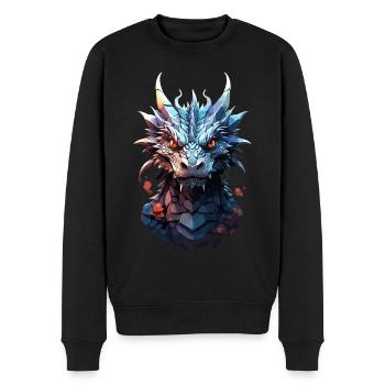 Düsterer Drache - Nachtgeflüster - Männer Premium Bio Pullover - Schwarz - Vorne - Nico (187cm)
