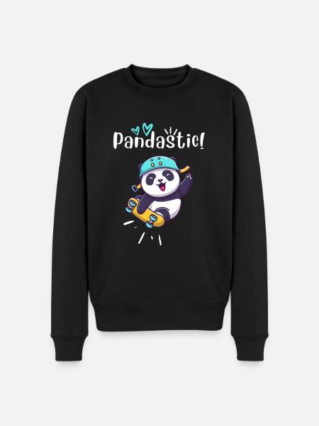 Pandastic Panda On Skateboard. Black. - Men's Premium Organic Jumper - black