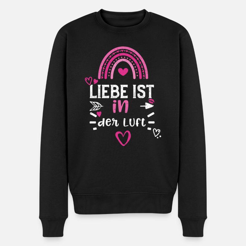 Liebe ist in der Luft - Männer Premium Bio Pullover - Schwarz