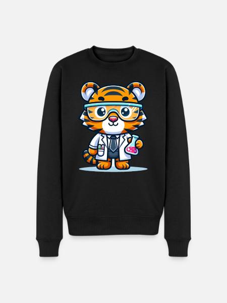 Cute Tiger Scientist - Men's Premium Organic Jumper - black