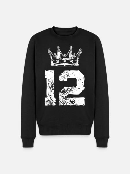 12 Zahl Krone - Männer Premium Bio Pullover - Schwarz