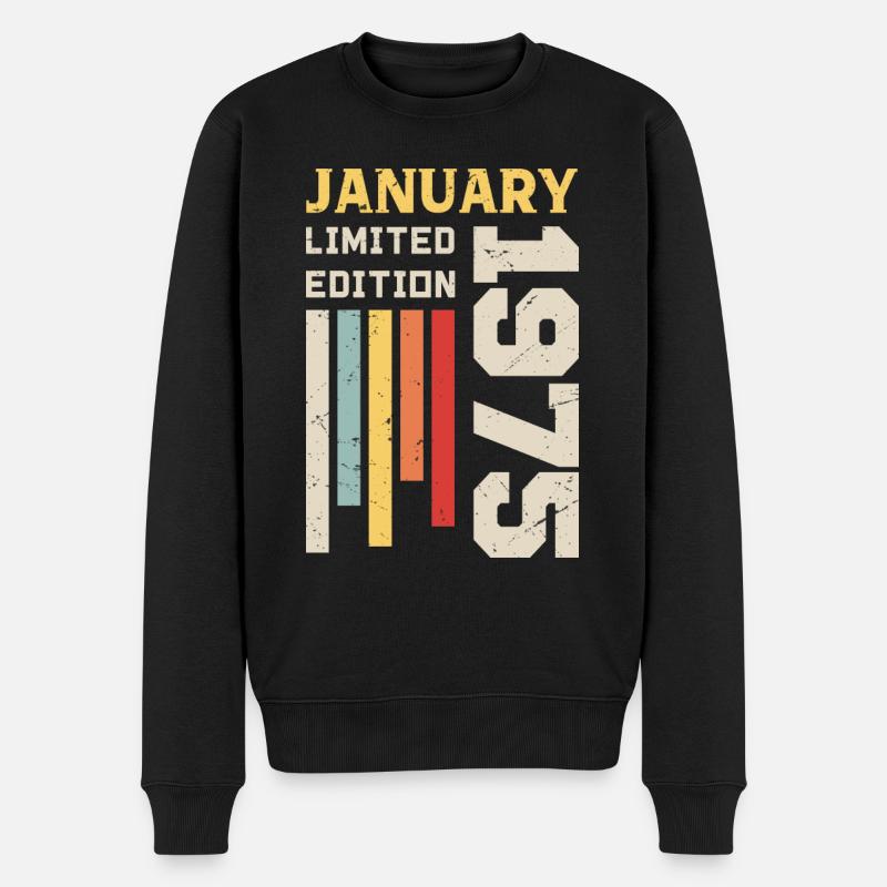 Januar 1975 - Januar 1975 Geburtstagsgeschenk - Männer Premium Bio Pullover - Schwarz