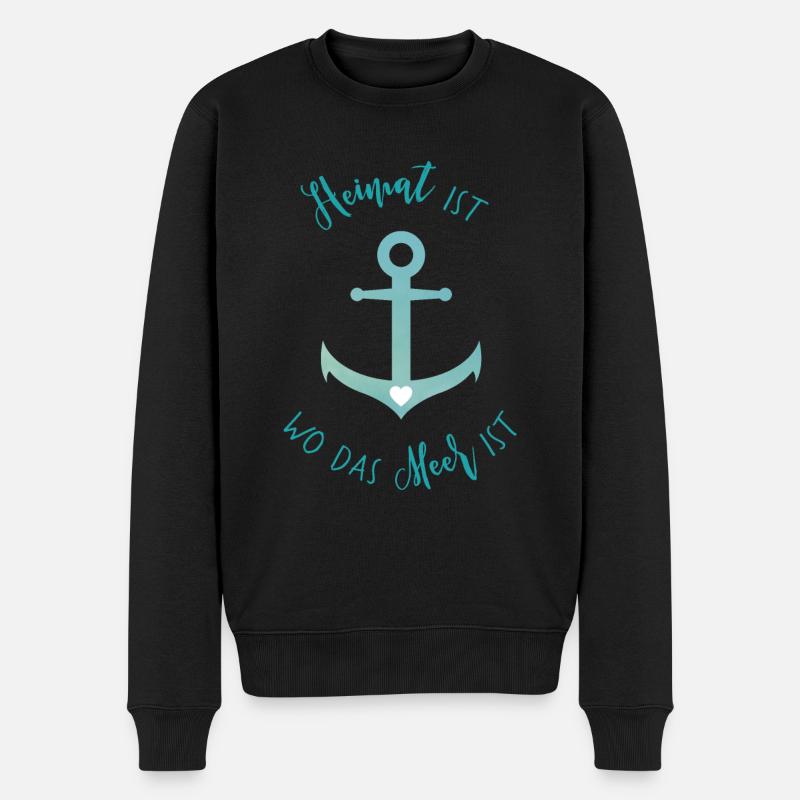 "Heimat ist wo das Meer ist" - Männer Premium Bio Pullover - Schwarz