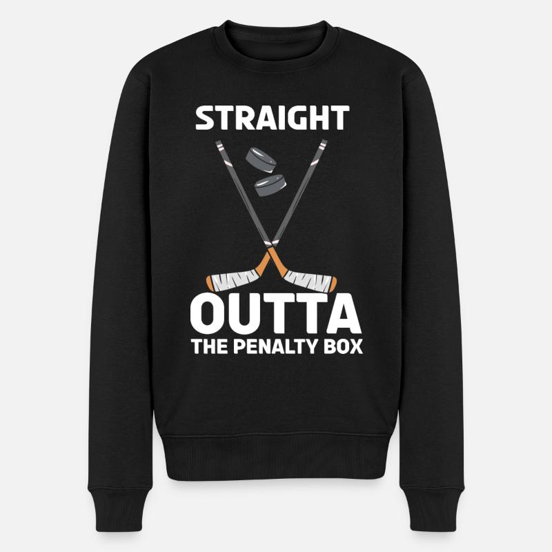 Eishockeyspieler Straight Outta Der Strafraum - Männer Premium Bio Pullover - Schwarz