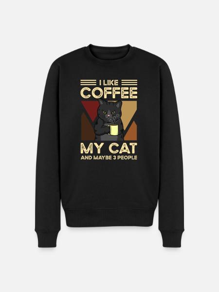 I like coffee my cats and maybe 3 people - Pull Premium bio Homme - noir