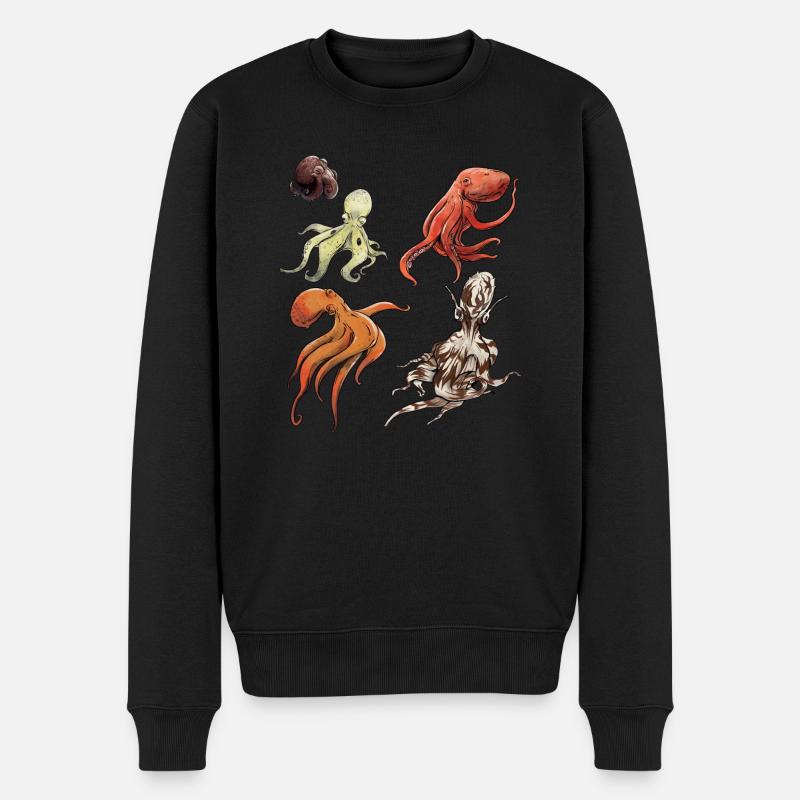 Faszinierende Oktopusarten entdecken - Männer Premium Bio Pullover - Schwarz