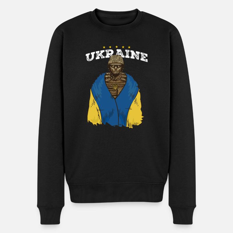 Symbole ukrainien de Tryzub - Trident d’Ukraine - Pull Premium bio Homme - noir