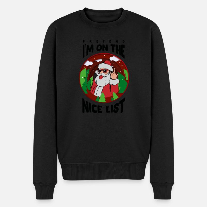 Funny Rock Christmas Santa - Tu so, als wäre ich auf der - Männer Premium Bio Pullover - Schwarz