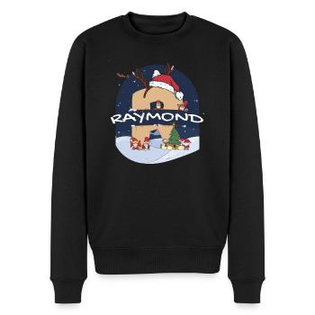 Awesome Raymond Name mit Weihnachtsmütze im Weihnachtsthema - Männer Premium Bio Pullover - Schwarz - Vorne - Nico (187cm)