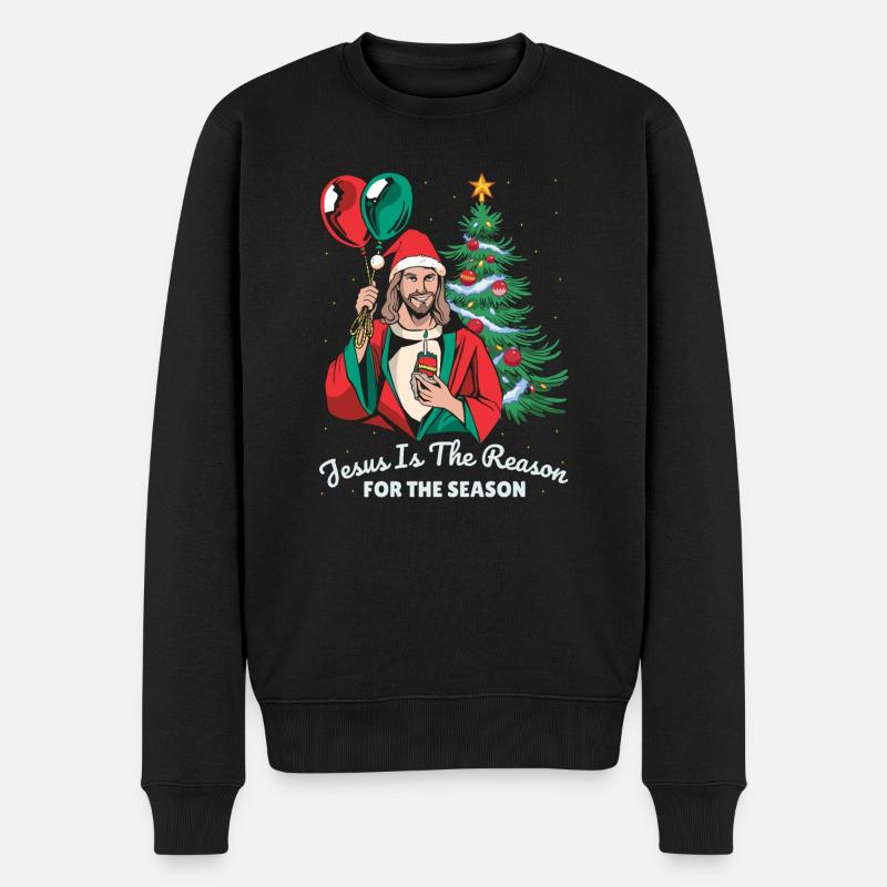 Jesus ist der Grund für diese christliche Zeit - - Männer Premium Bio Pullover - Schwarz