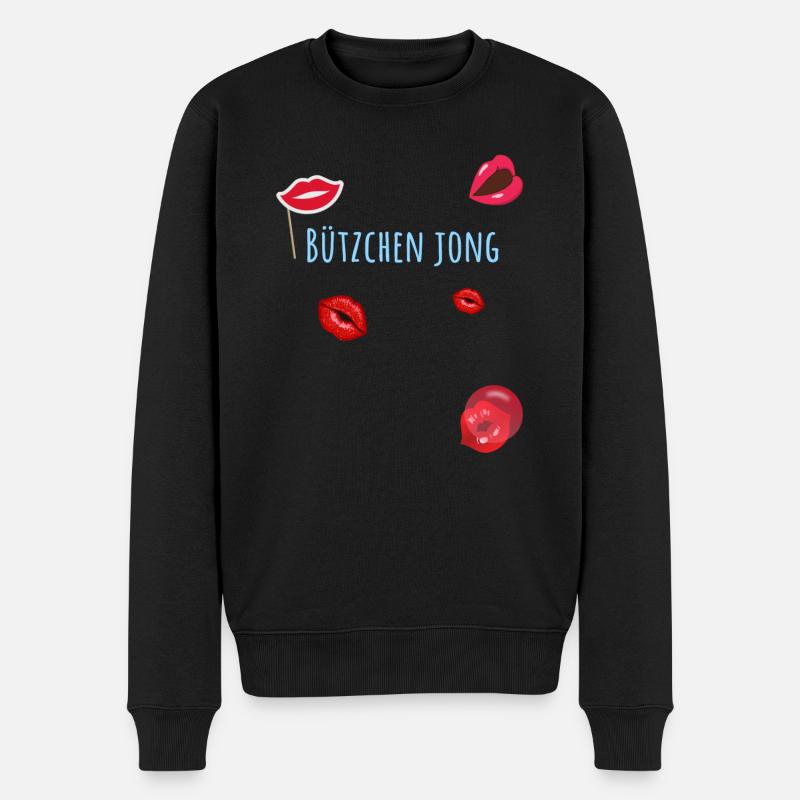 Bützchen, Küsschen, jong,karneval, Lippen - Männer Premium Bio Pullover - Schwarz
