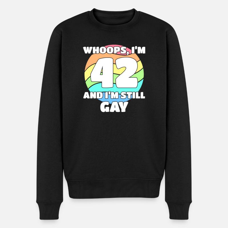 Gay Pride drôle - 42e anniversaire 42 BDay Lesbienne - Pull Premium bio Homme - noir