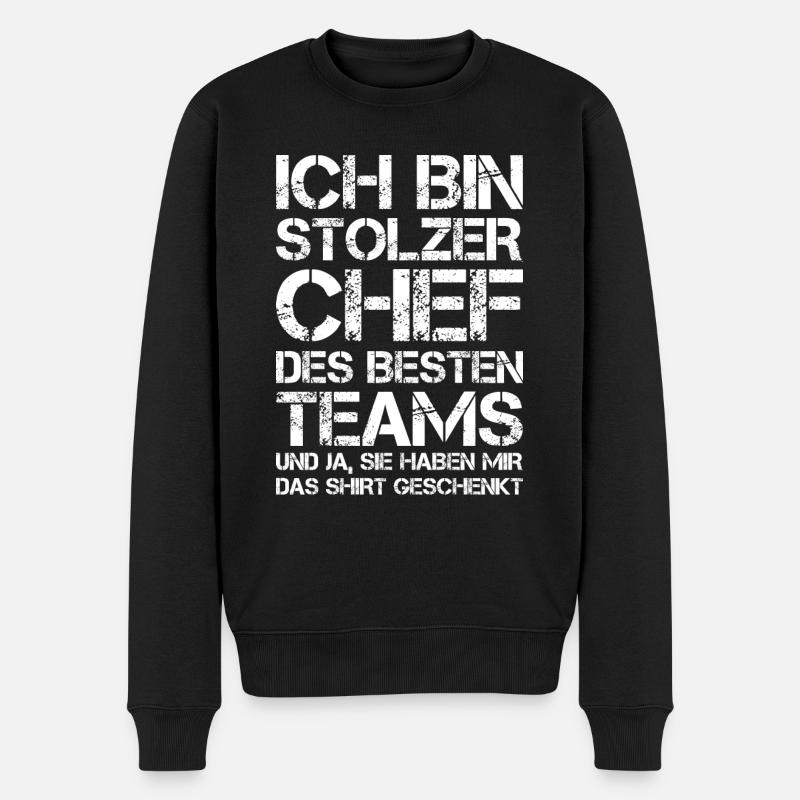 Stolzer Chef Des Besten Teams Shirt Geschenkt Boss - Männer Premium Bio Pullover - Schwarz