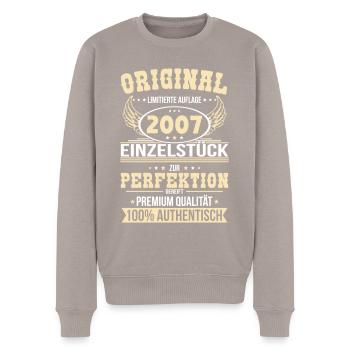 18e anniversaire - Pièce unique originale 2007 - Pull Premium bio Homme - taupe - Devant - Nico (187cm)