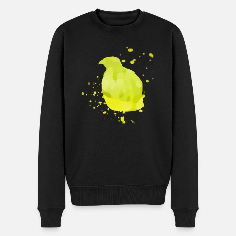 aquarelle de caille vert - Pull Premium bio Homme - noir