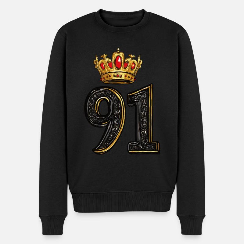 91 Couronne numérique - Pull Premium bio Homme - noir