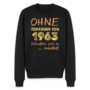 1963 - Männer Premium Bio Pullover - Schwarz - Vorne - Nico (187cm)