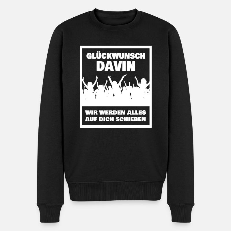 Vorname Davin - Männer Premium Bio Pullover - Schwarz