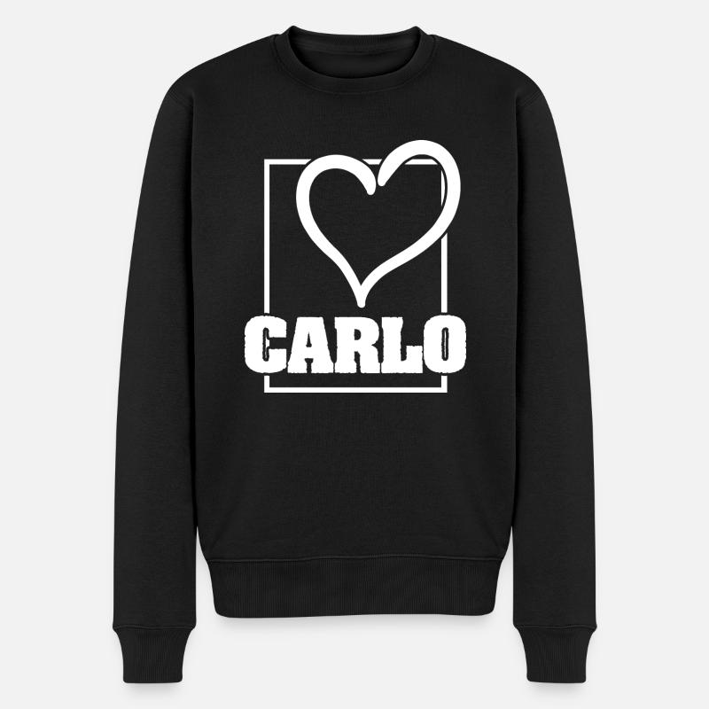 Carlo als Frau - Männer Premium Bio Pullover - Schwarz