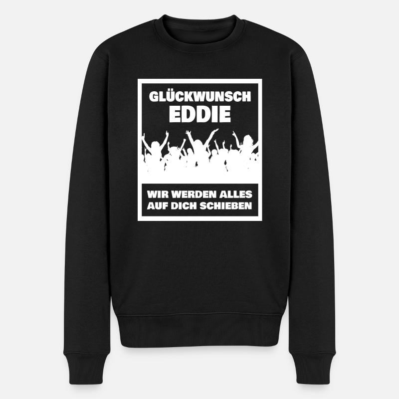 Vorname Eddie - Männer Premium Bio Pullover - Schwarz